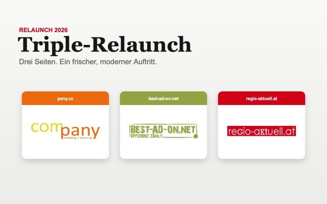 Triple-Relaunch: com.pany relauncht die Websites pany.cc, best-ad-on.net und regio-aktuell.at