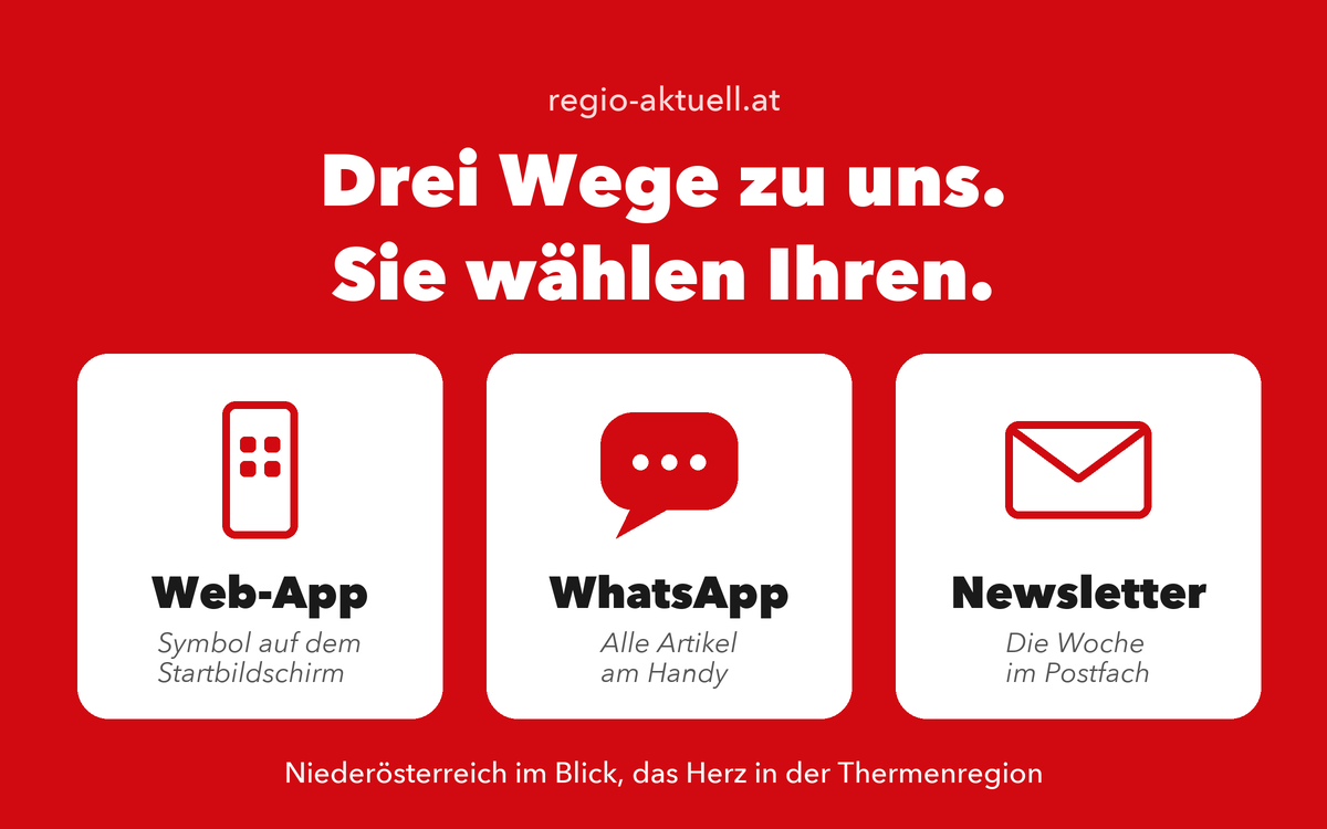 Drei Kacheln zu regio-aktuell: Web-App, WhatsApp-Kanal und Newsletter